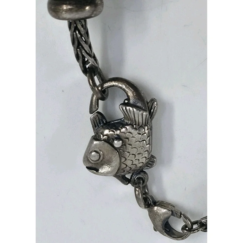 Trollbeads‎ LAA 925 Silver Fish Lock Bracelet Murano Glass Red Cornicello Charm
